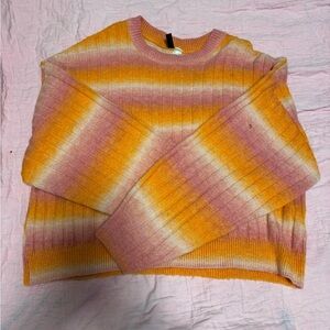 Divided Pink and Orange Striped Sweater
